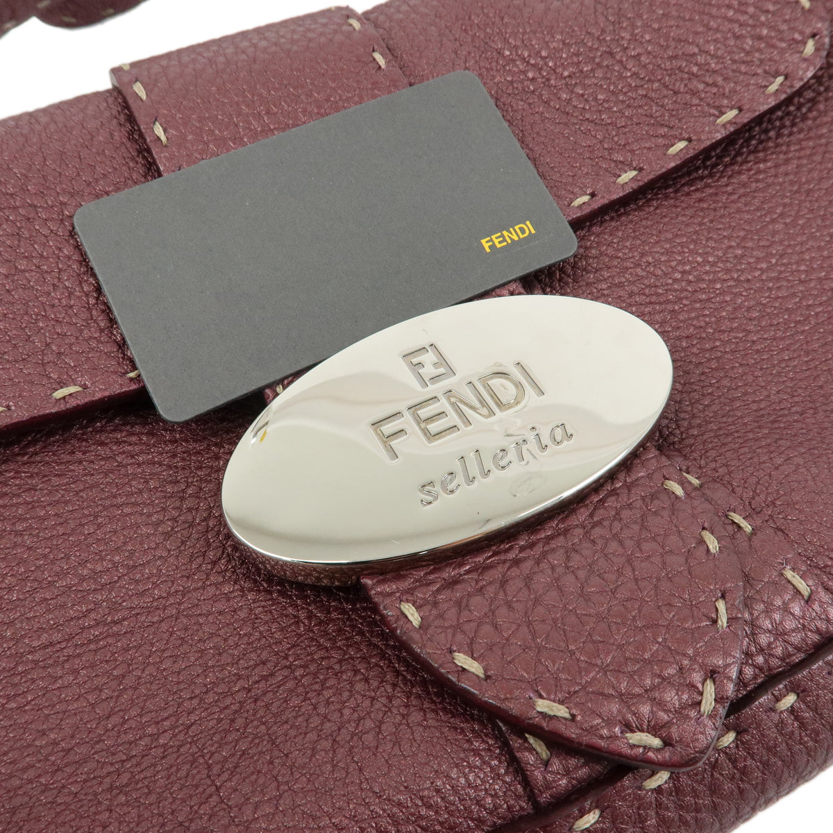 FENDI Selleria Leather Shoulder Bag Hand Bag Purple 8BR407