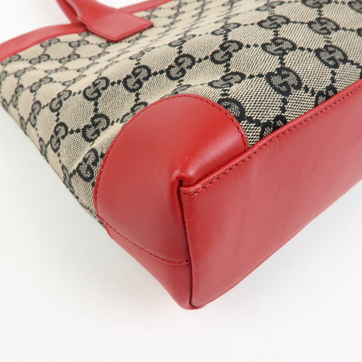 GUCCI GG Canvas Leather Tote Bag Hand Bag Beige Red 002・1119