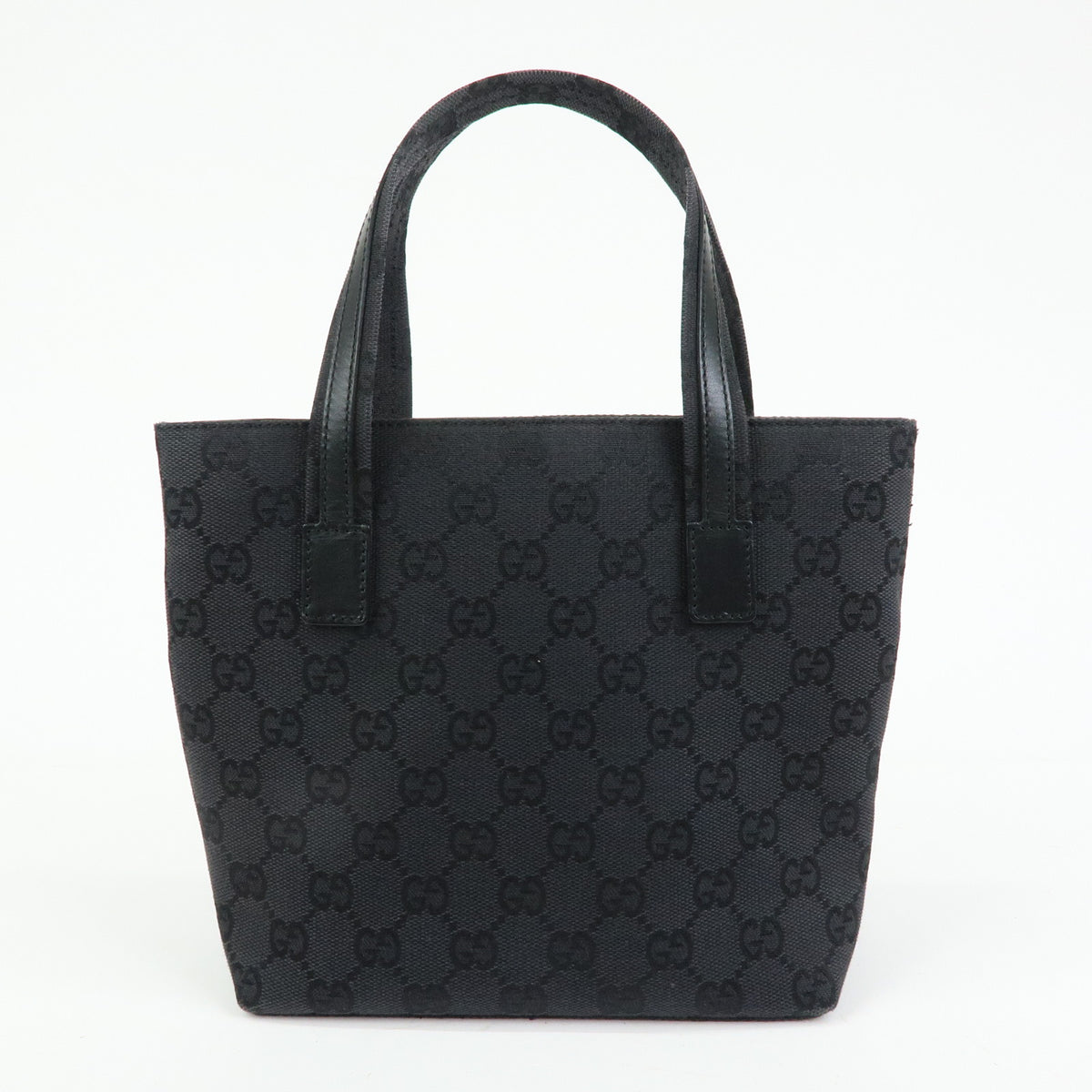 GUCCI GG Canvas Leather Mini Tote Bag Hand Bag Black 002・1079