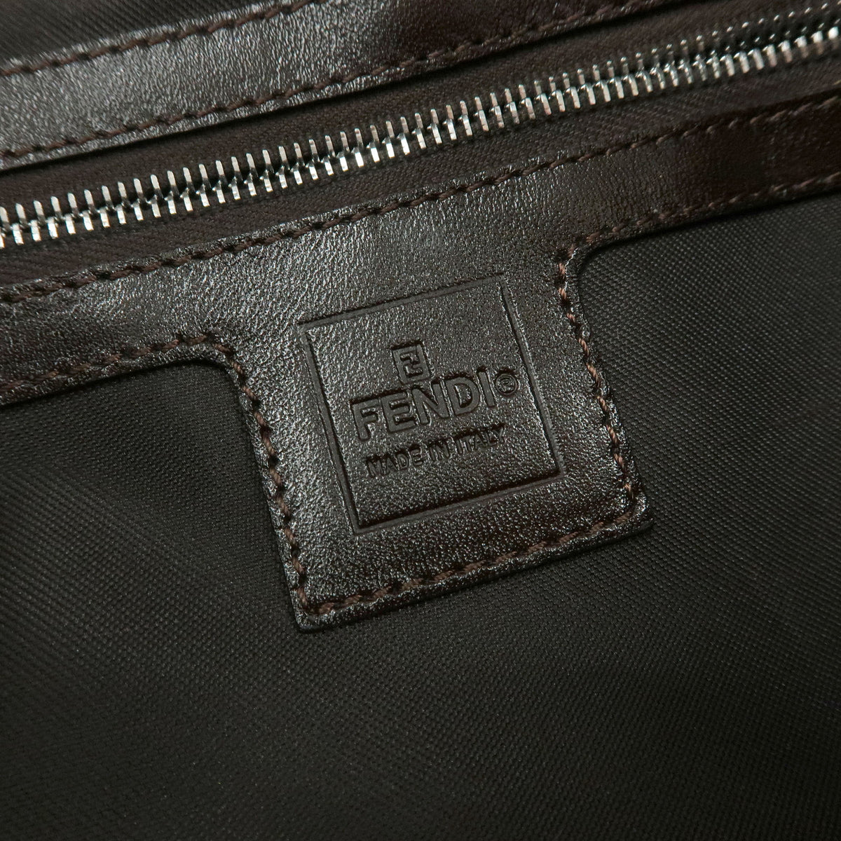 FENDI Zucca Mamma Baguette Jacquard Canvas Leather Shoulder Bag 26424