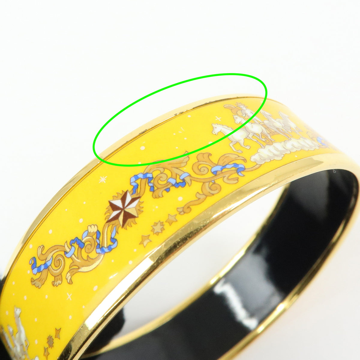HERMES Email GM Gold Plated Bangle Bracelet Yellow