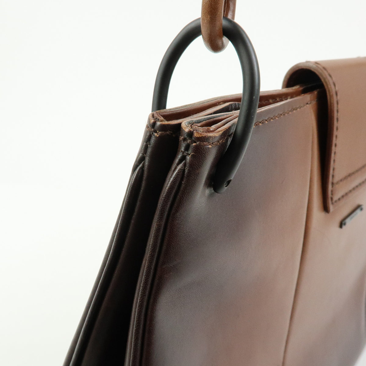 GUCCI Leather Wooden Clasp Shoulder Bag Hand Bag Gradation Brown 105374