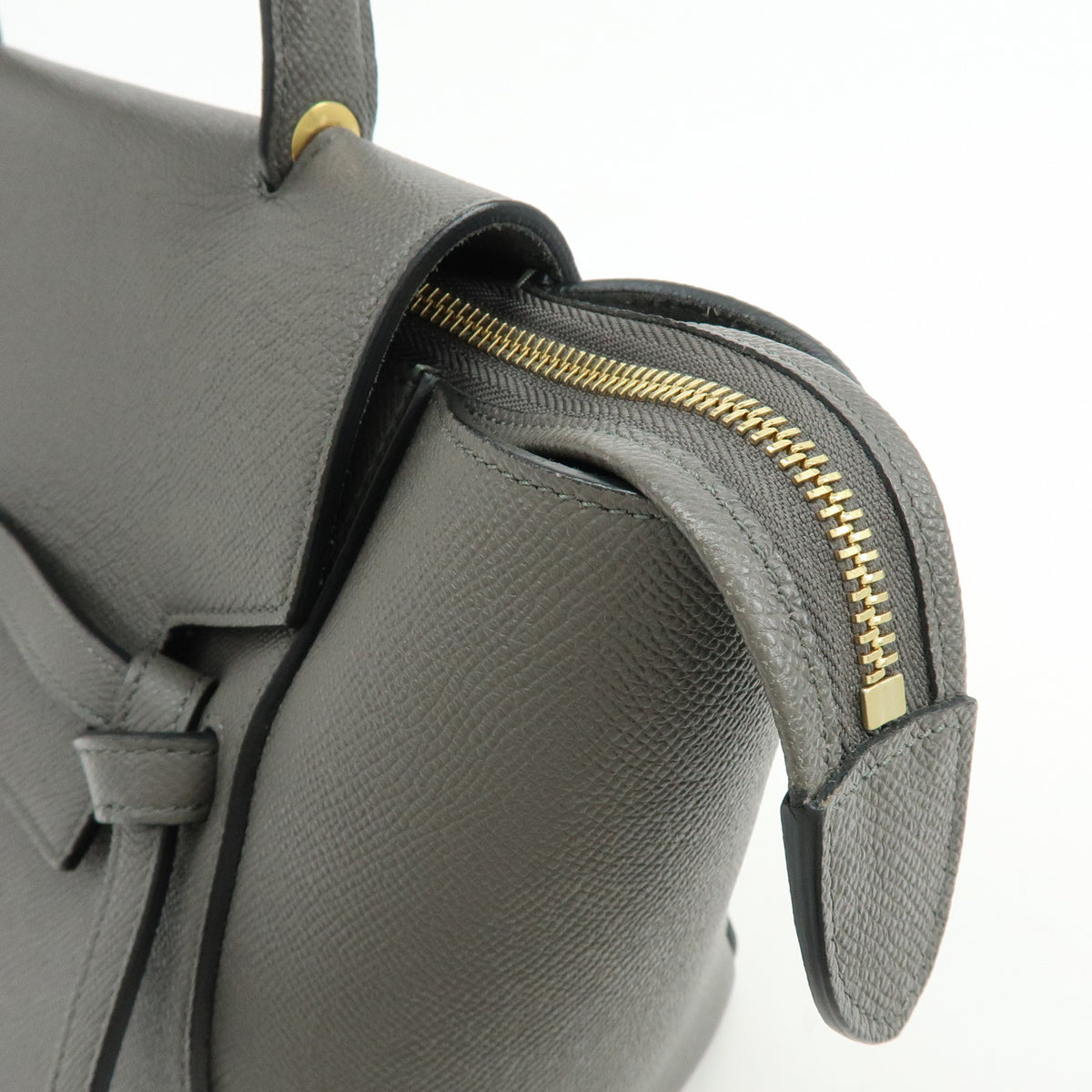 CELINE Belt Bag Small Calf Leather 2WAY Bag Hand Bag Shoulder Bag Gray