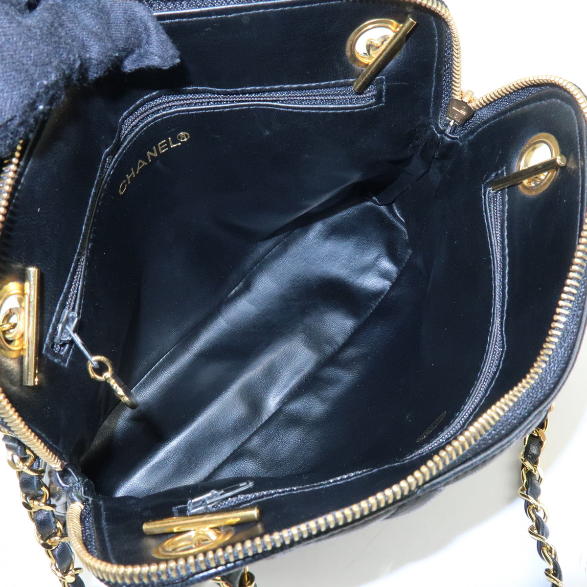 CHANEL Matelasse Lamb Skin Chain Shoulder Bag Hand Bag Black