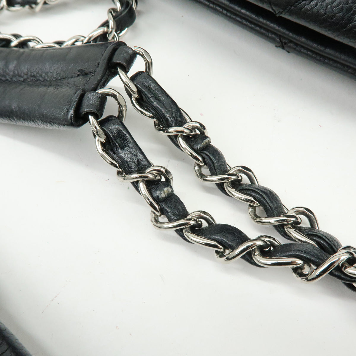 CHANEL Matelasse COCO Mark Caviarskin Chain Shoulder Bag Tote Bag Black