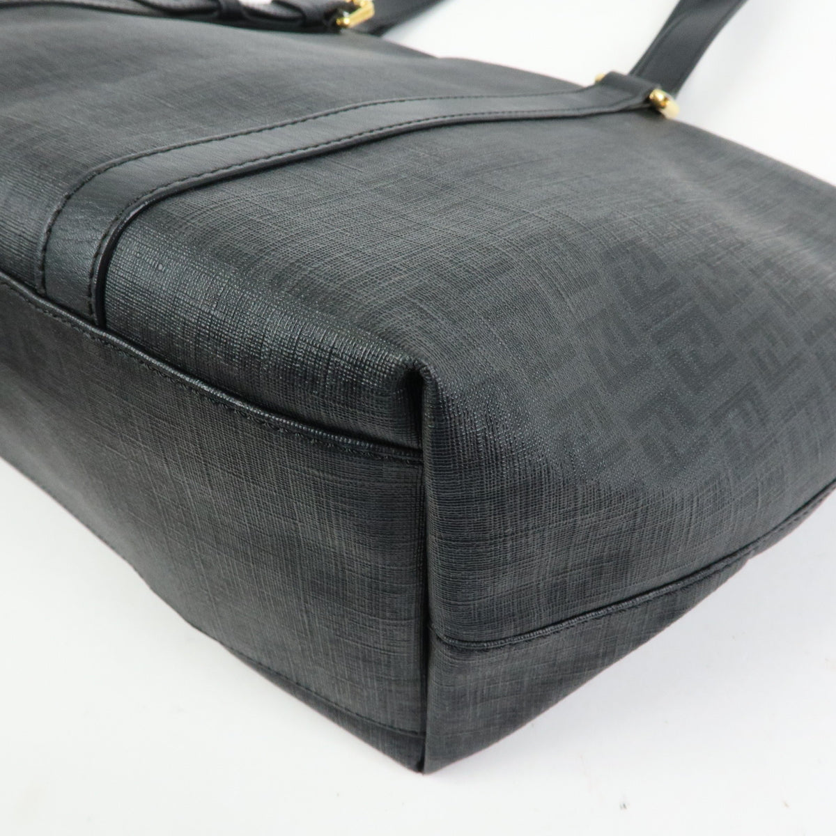 FENDI Zucchino PVC Leather Tote Bag Shoulder Bag Black 8BH215