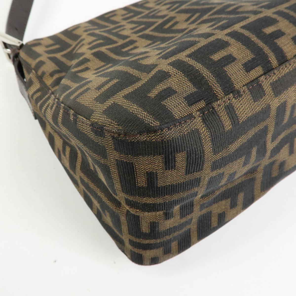 FENDI Zucca Mamma Baguette Canvas Leather Shoulder Bag Brown 26325