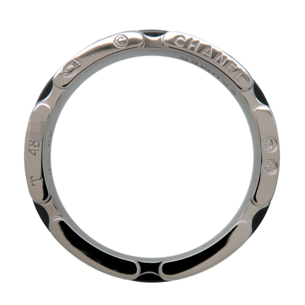 CHANEL Ultra Small Ring K18 750WG Black Ceramic #60 US9 J3092