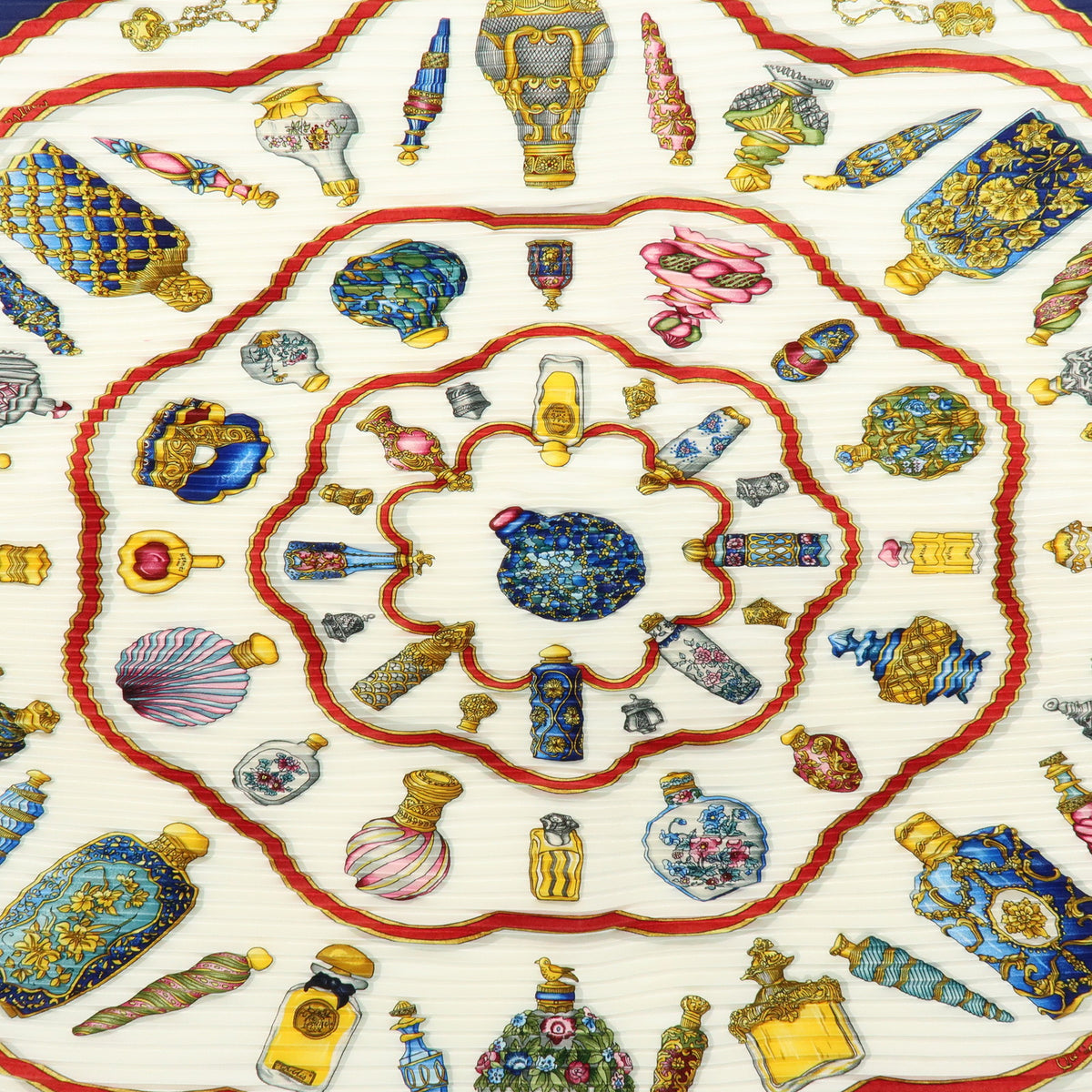 HERMES Silk 100% Pleated Carre Scarf Pourvu qu'on ait l'ivresse Navy