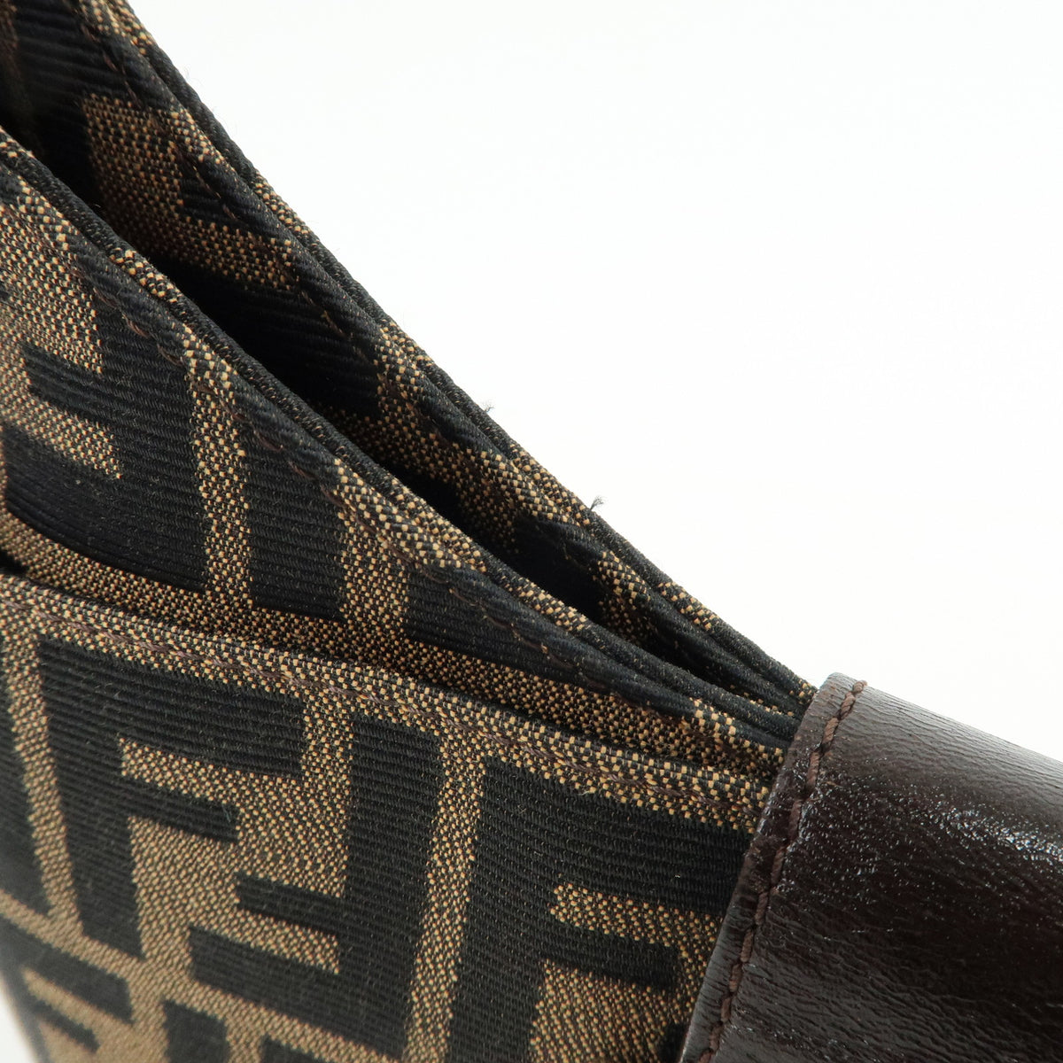 FENDI Zucca Canvas Leather Shoulder Bag Hand Bag Black Brown 26569