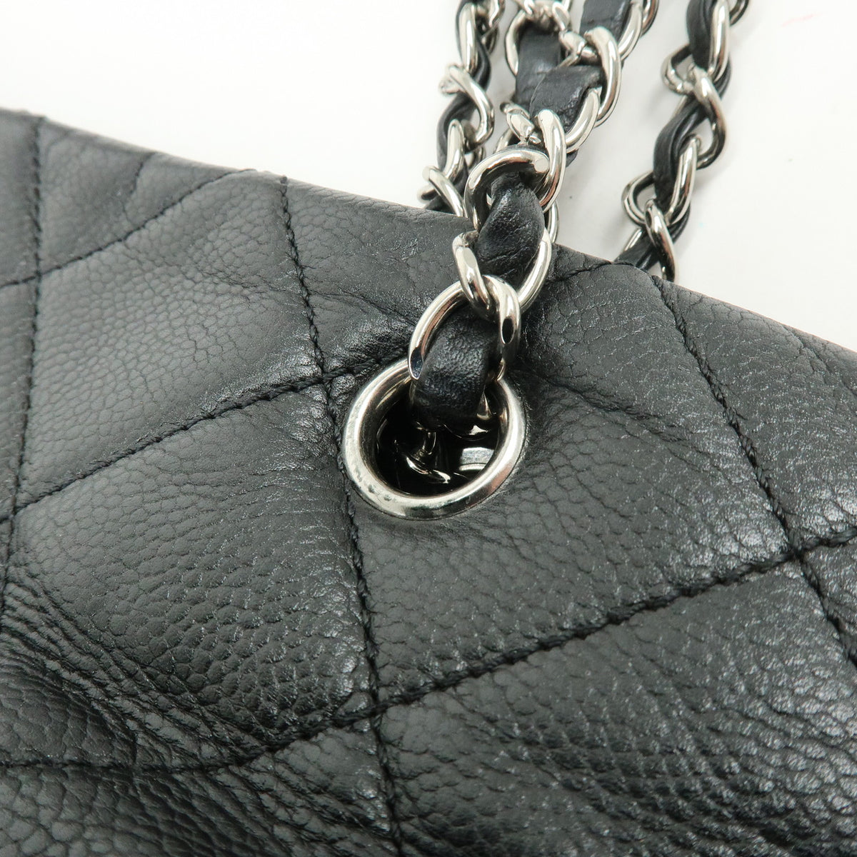CHANEL Matelasse COCO Mark Caviarskin Chain Shoulder Bag Tote Bag Black