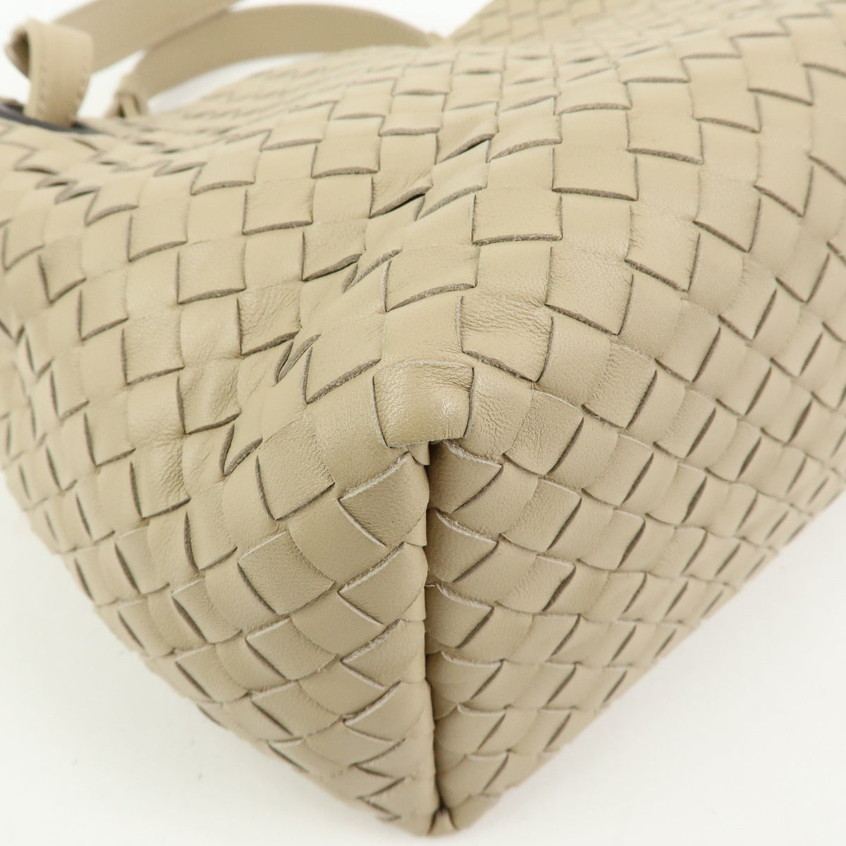 BOTTEGA VENETA Intrecciato Garda Leather Tote Bag Hand Bag Beige