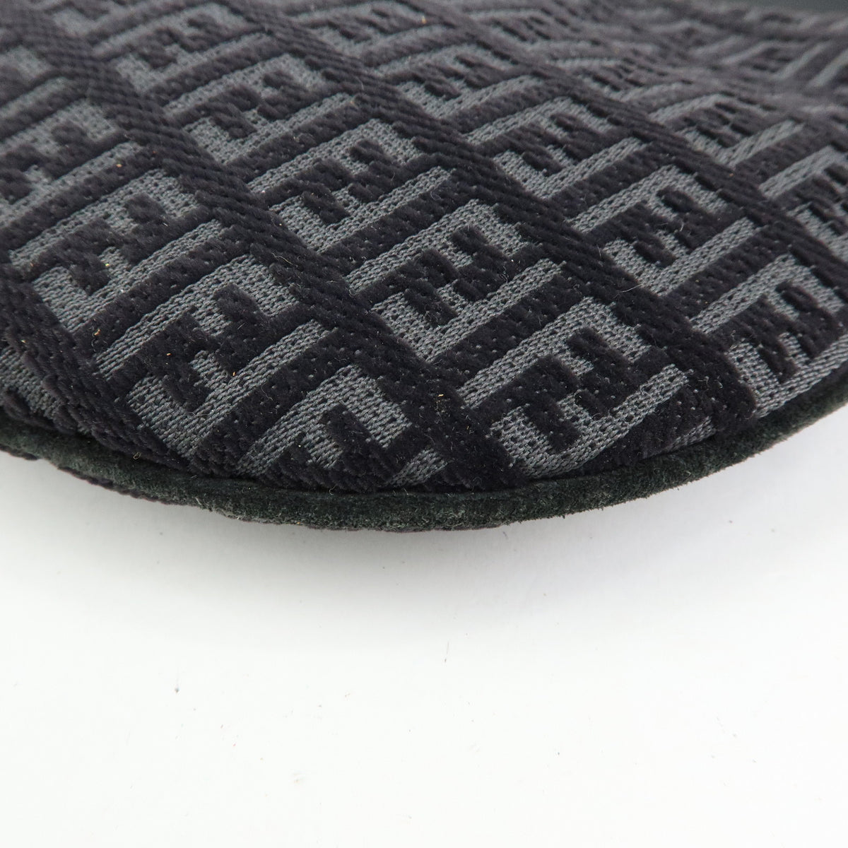 FENDI Zucchino Canvas Leather Shoulder Bag Hand Bag Black 8BR248