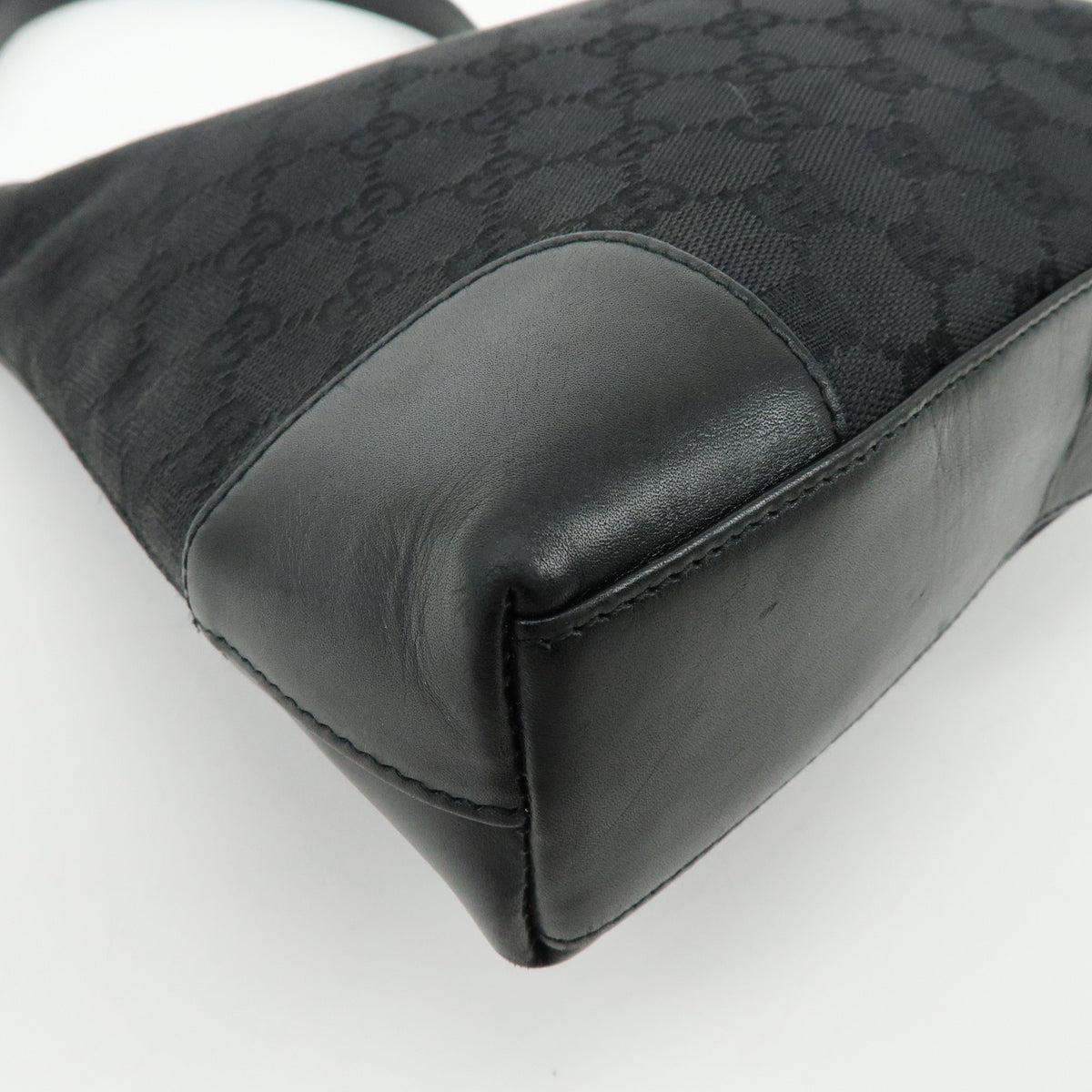 GUCCI GG Canvas Leather Shoulder Bag Hand Bag Black 33900