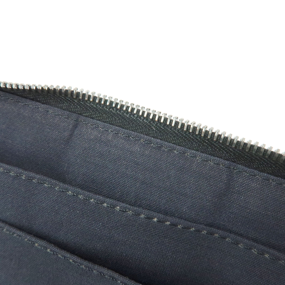 HERMES Herline Purse PM Nylon Canvas Leather Zip Wallet Grey Black