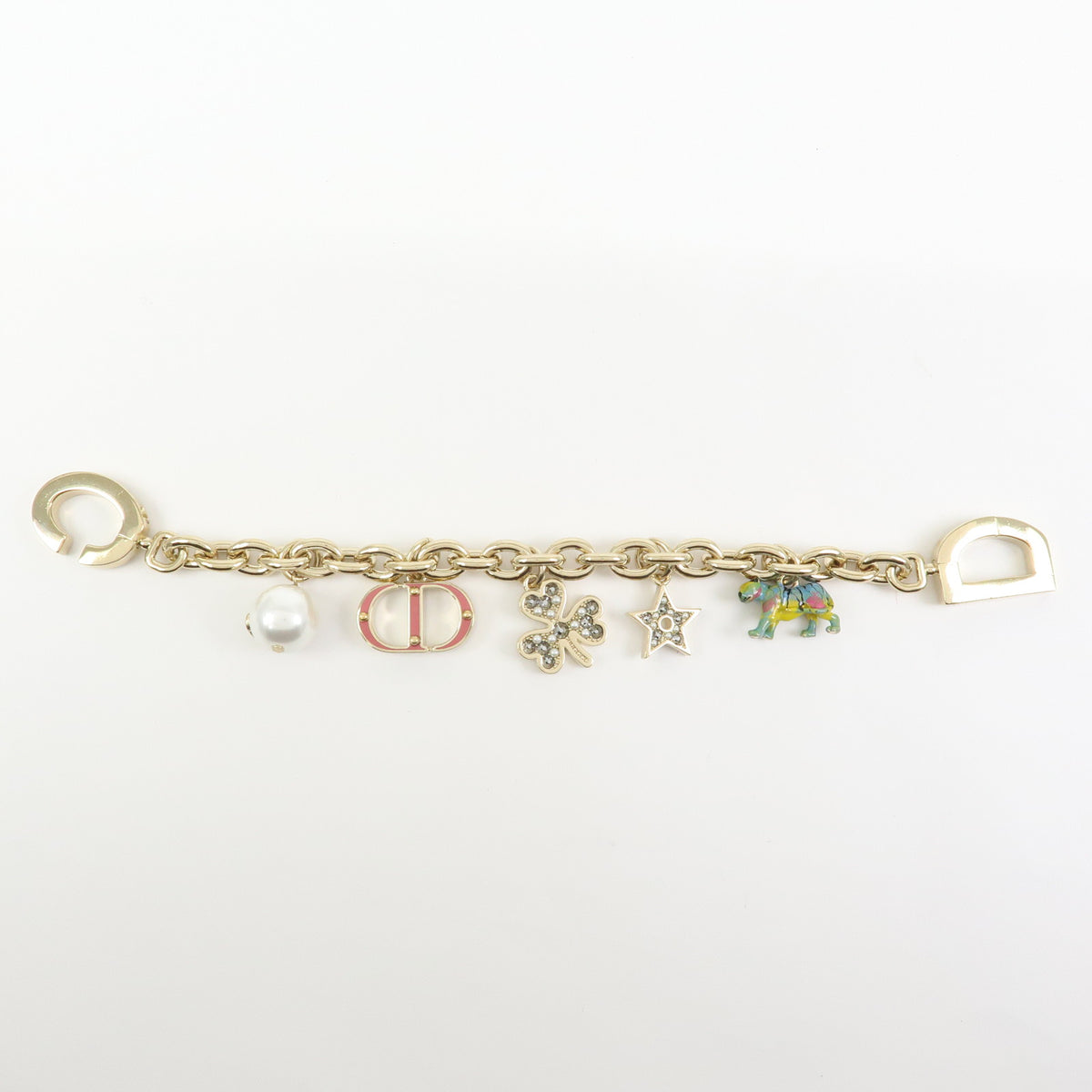 Christian Dior Montaigne Metal Bag Charm Key Holder Gold