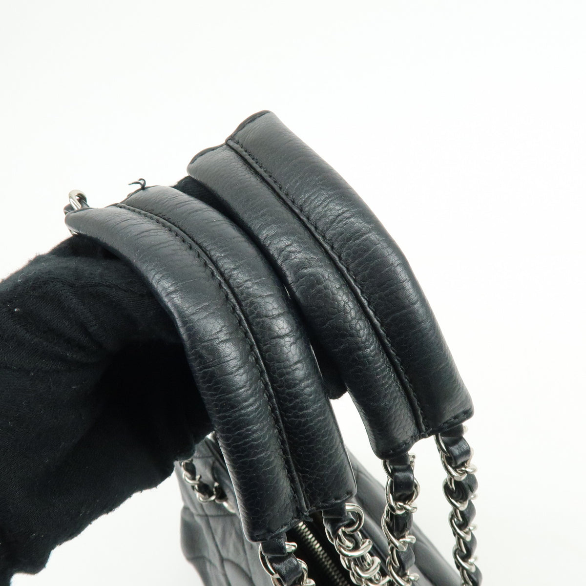 CHANEL Matelasse COCO Mark Caviarskin Chain Shoulder Bag Tote Bag Black