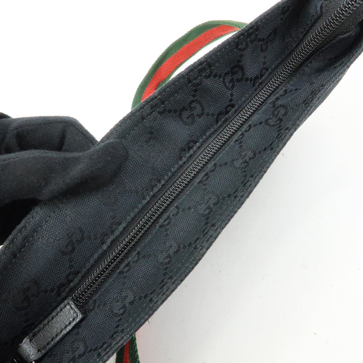 GUCCI Sherry GG Canvas Leather Shoulder Bag Crossbody Bag Black 189749