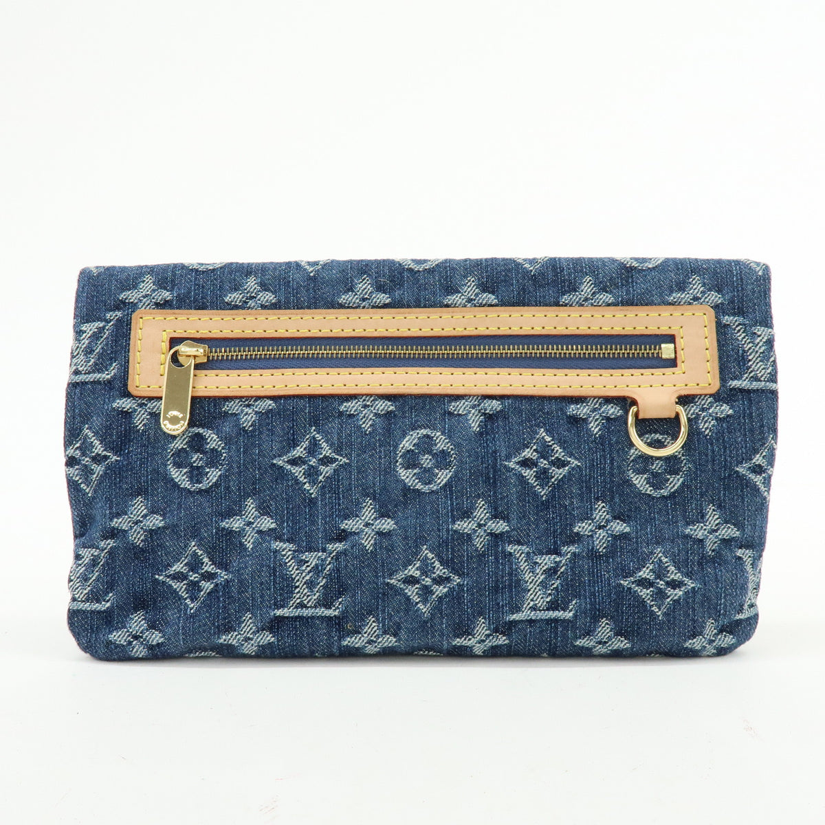 Louis Vuitton Monogram Denim Pochette Plat Pouch Clutch Bag M95007