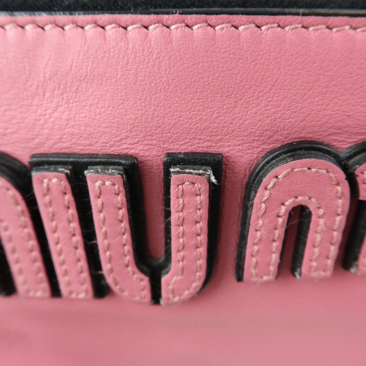 MIU MIU Logo Soft Calf Leather Clutch Bag Flat Pouch Pink 5N1890