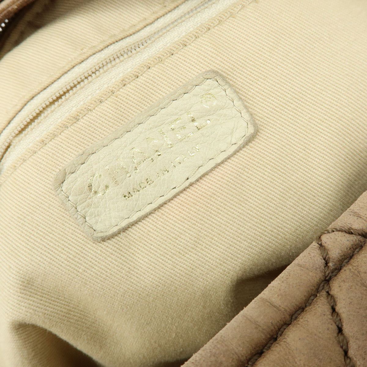 CHANEL Wild Stich Calf Skin Shoulder Bag Hand Bag Beige Metallic Pink