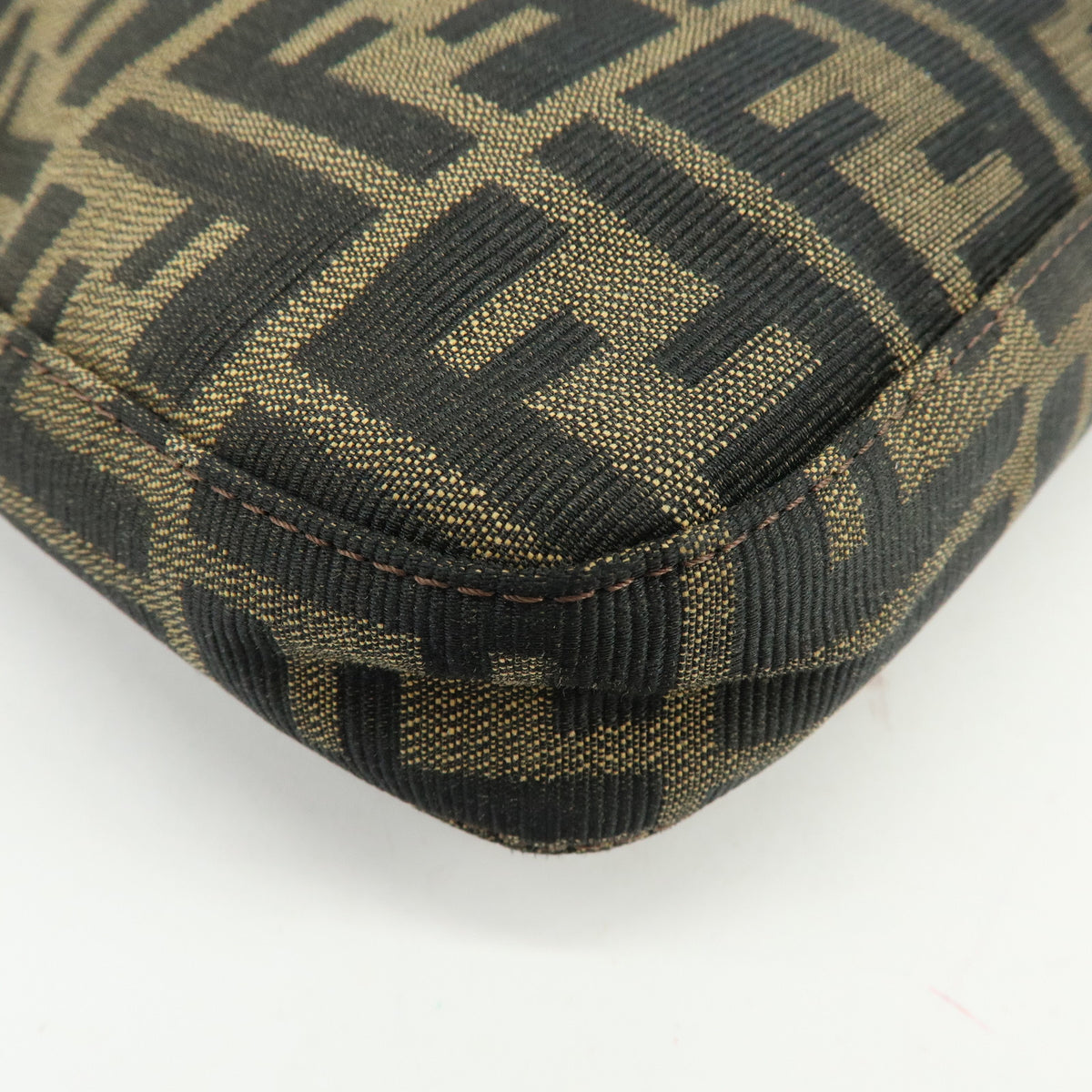 FENDI Zucca Canvas Leather Shoulder Bag Hand Bag Black Brown 26569