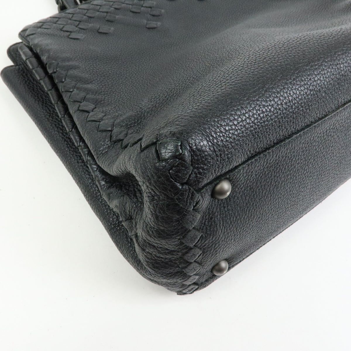BOTTEGA VENETA Intrecciato Leather Tote Bag Shoulder Bag Black