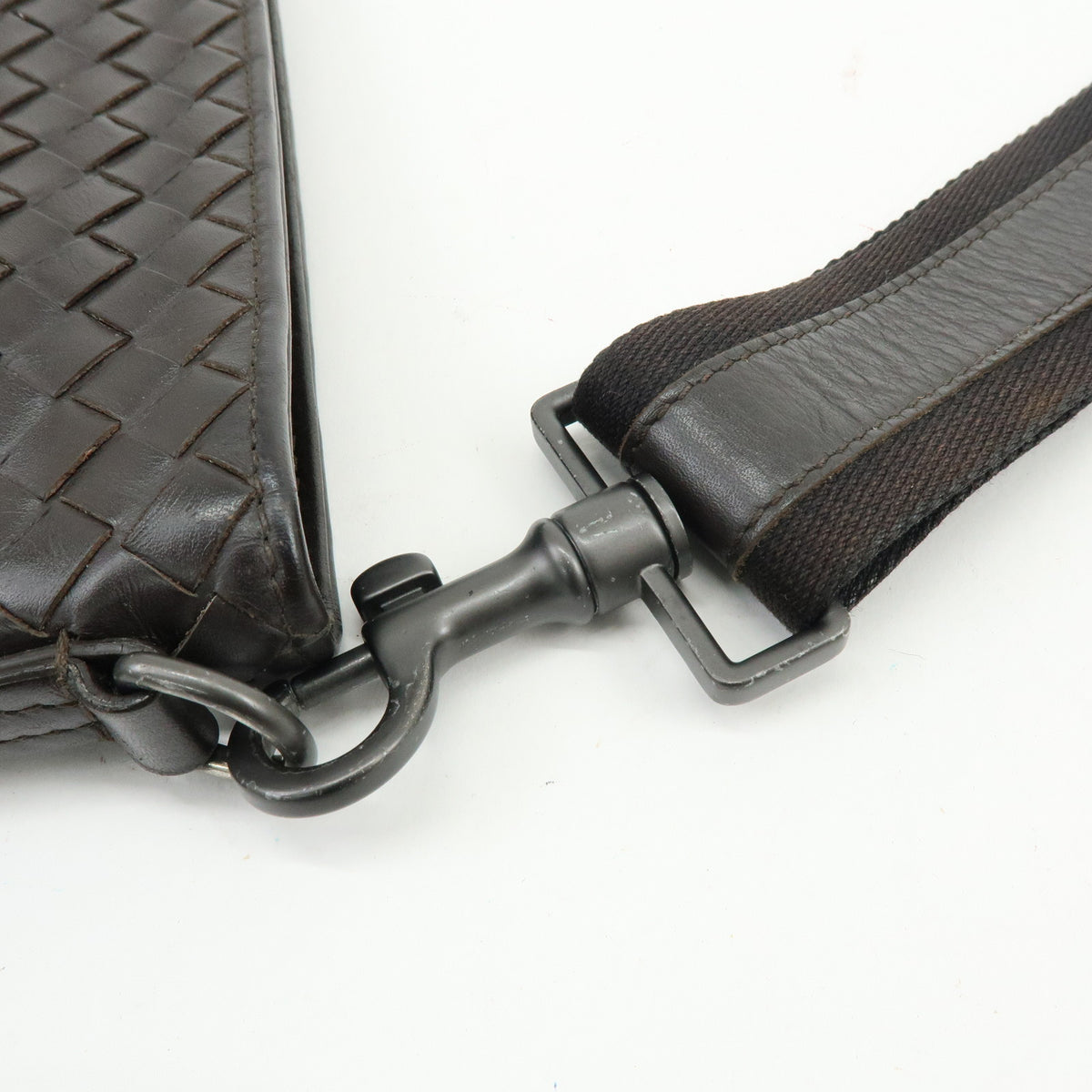 BOTTEGA VENETA Intrecciato Leather Shoulder Crossbody Bag Dark Brown