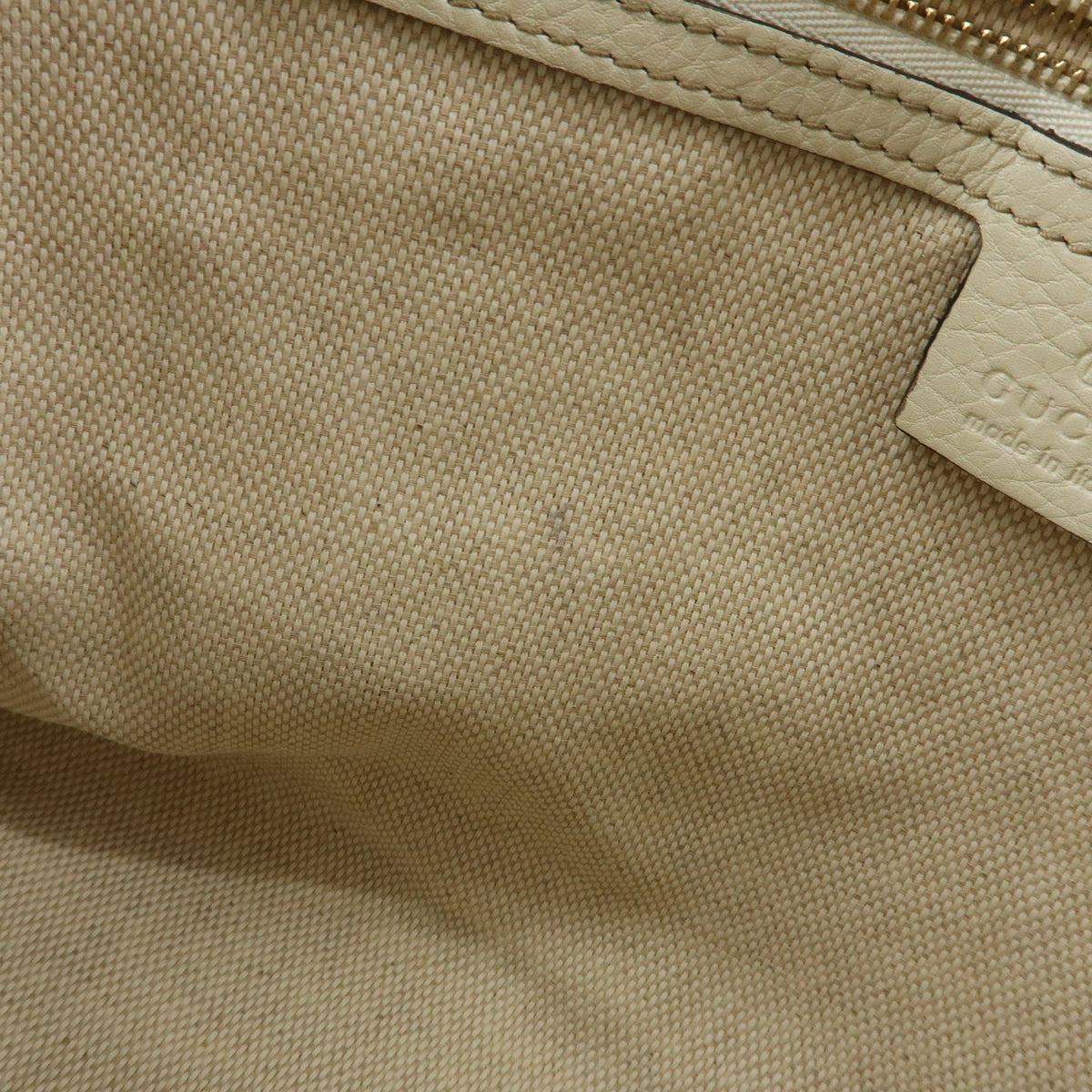 GUCCI Soho Interlocking G Leather Tote Bag Hand Bag Tassel Ivory 282307