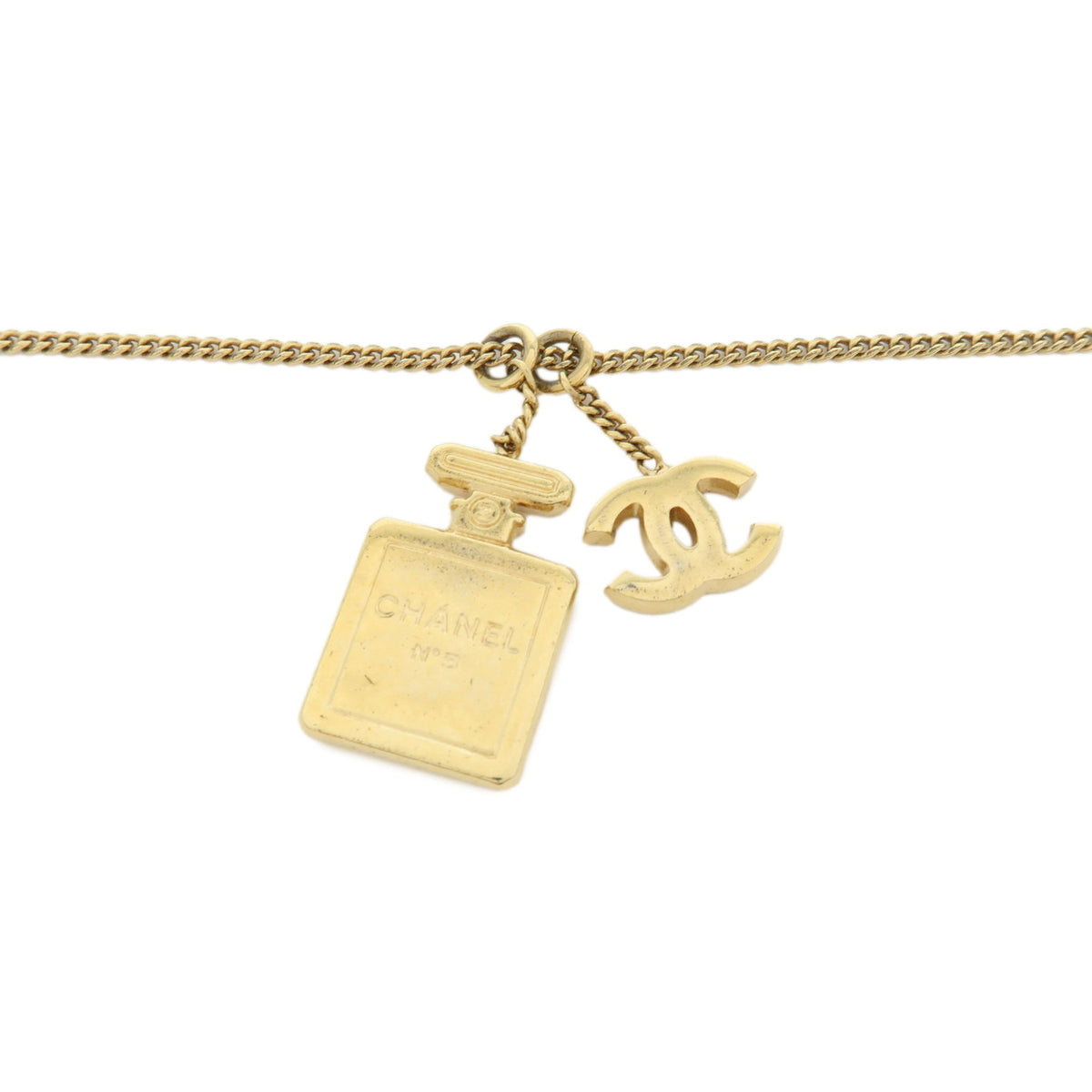 CHANEL COCO Mark 02A NO.5 Metal Necklace Gold