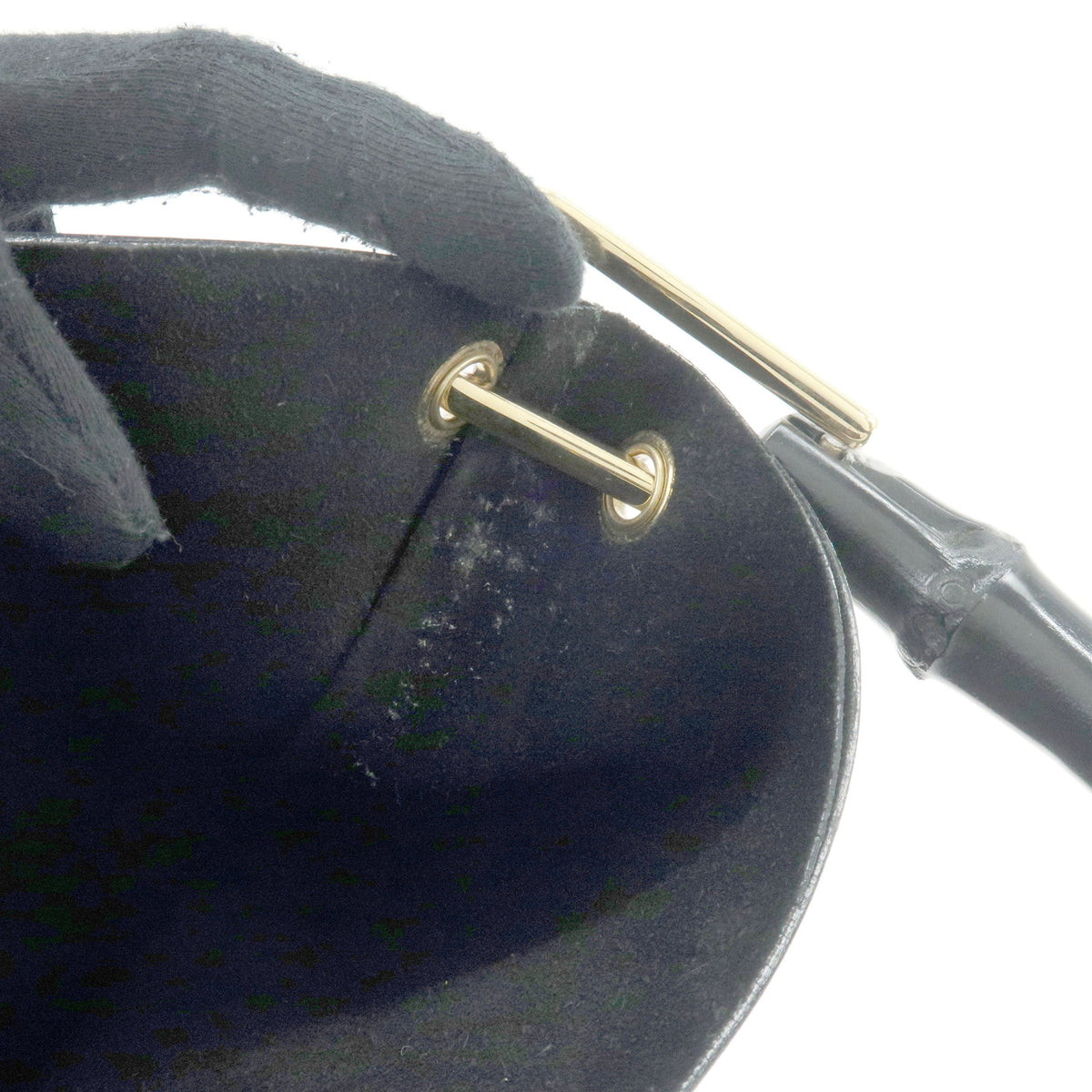 GUCCI Bamboo Leather Shoulder Bag Hand Bag  Black 001・2058