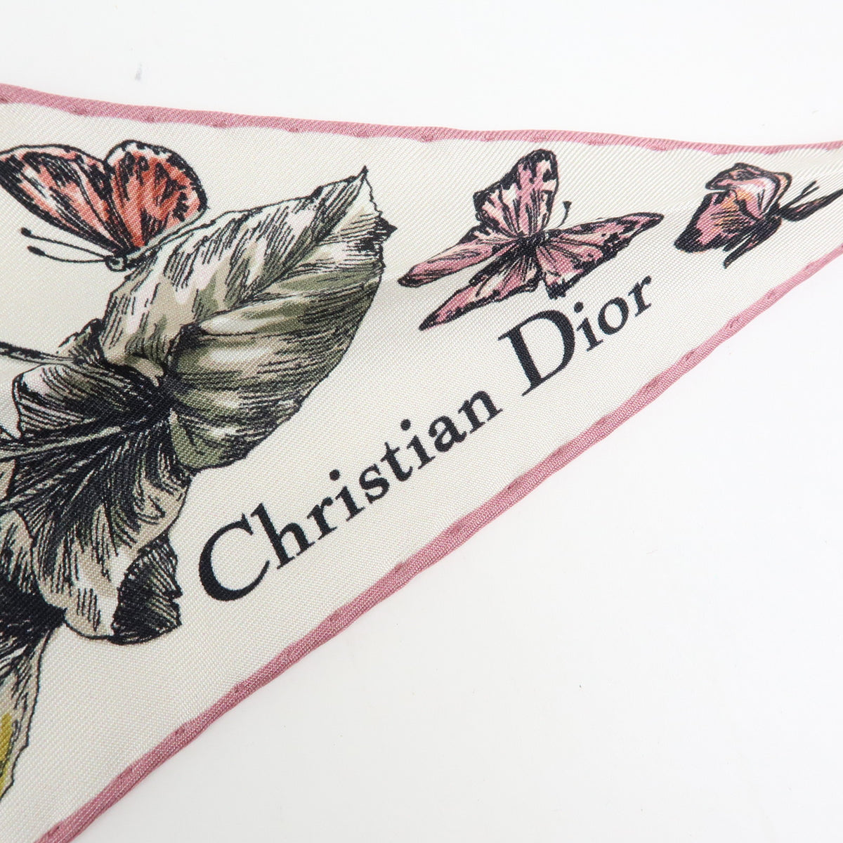 Christian Dior Silk 100% Diamond Shape Scarf Bandana Pink