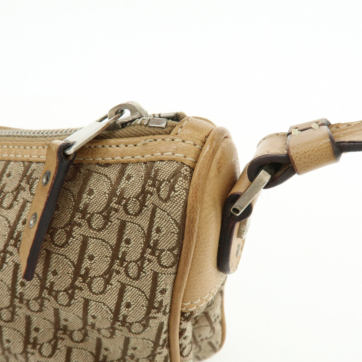 Christian Dior Street Chic Trotter Jaquard Canvas Leather Shoulder Bag