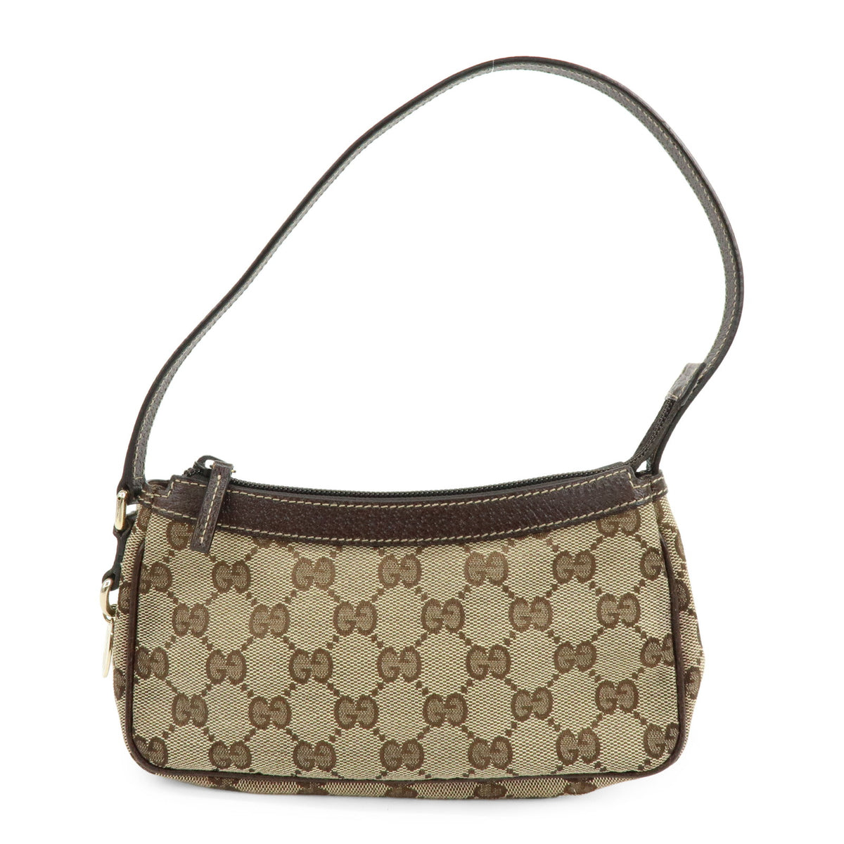 GUCCI GG Canvas Leather Hand Bag Pouch Shoulder Bag Brown Beige 154432