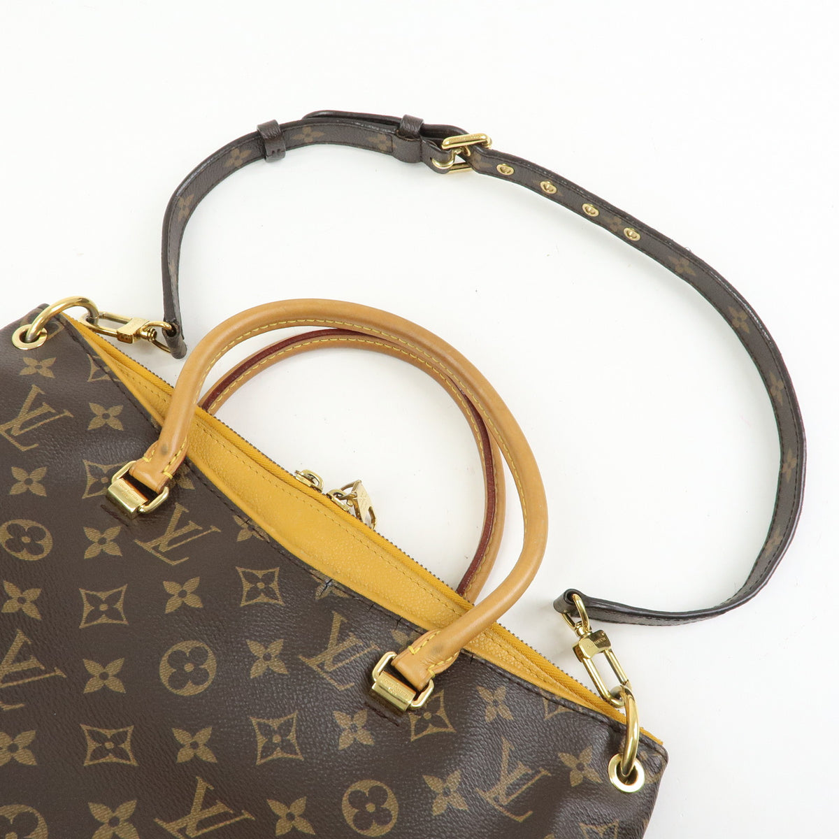 Louis Vuitton Monogram Pallas MM 2Way Bag Hand Bag Saffron M40929