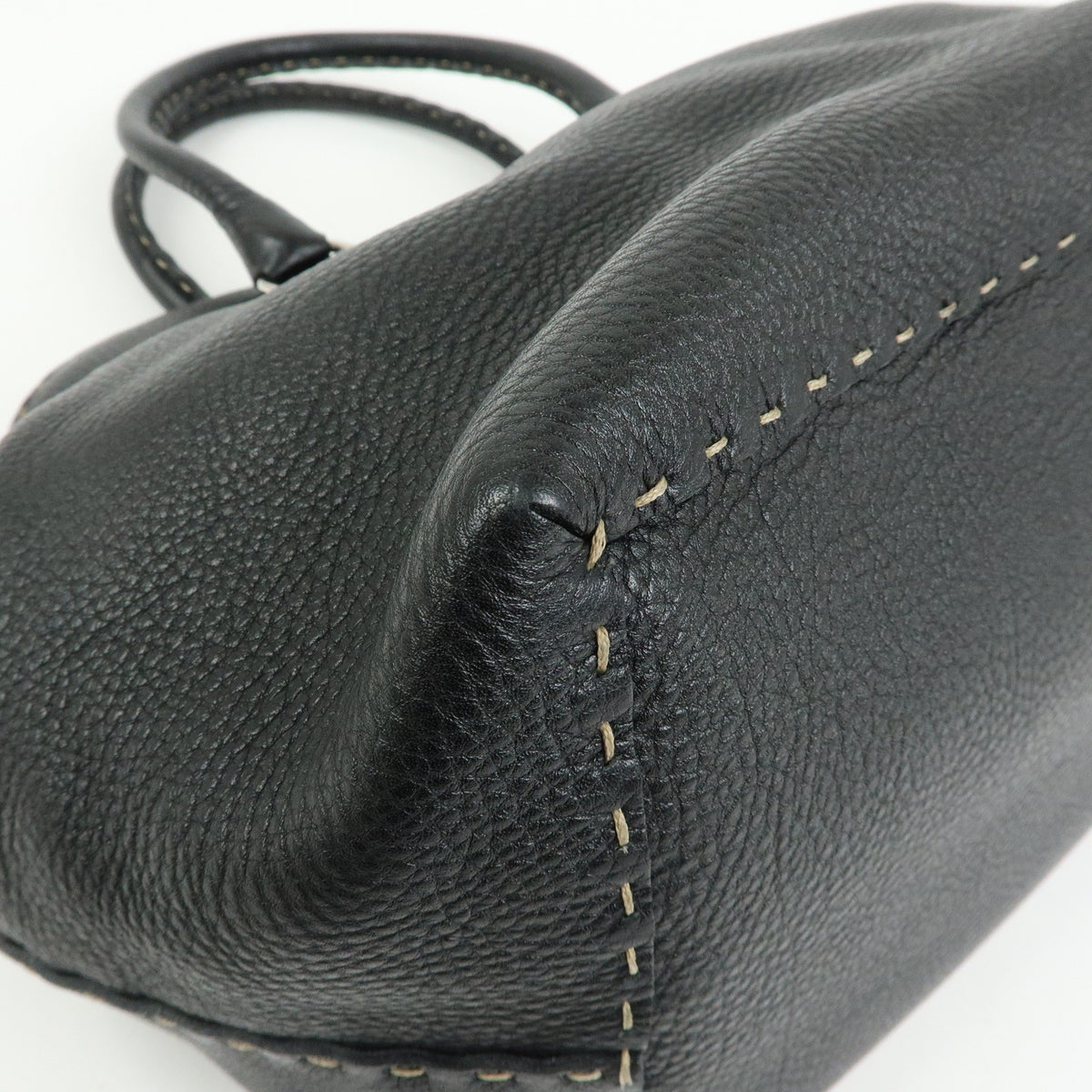 FENDI Selleria Leather Doctor's Bag Hand Bag Black 8BN076