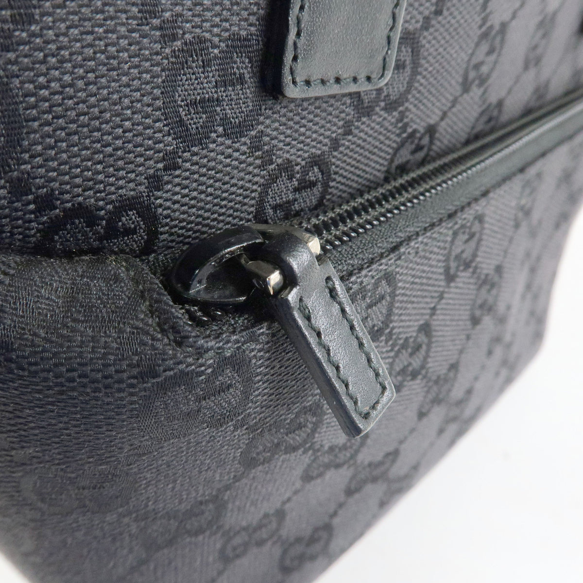 GUCCI GG Canvas Leather Mini Tote Bag Hand Bag Black 002・1079