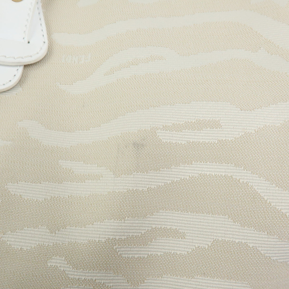 FENDI Canvas Leather Zebra Pattern Tote Bag Hand Bag Beige White 8BH115