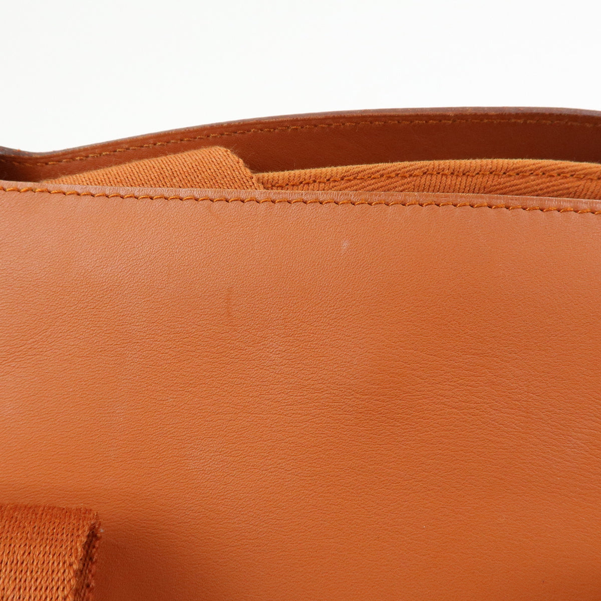 HERMES Valparaiso MM Toile Chevron Leather Hand Bag Orange