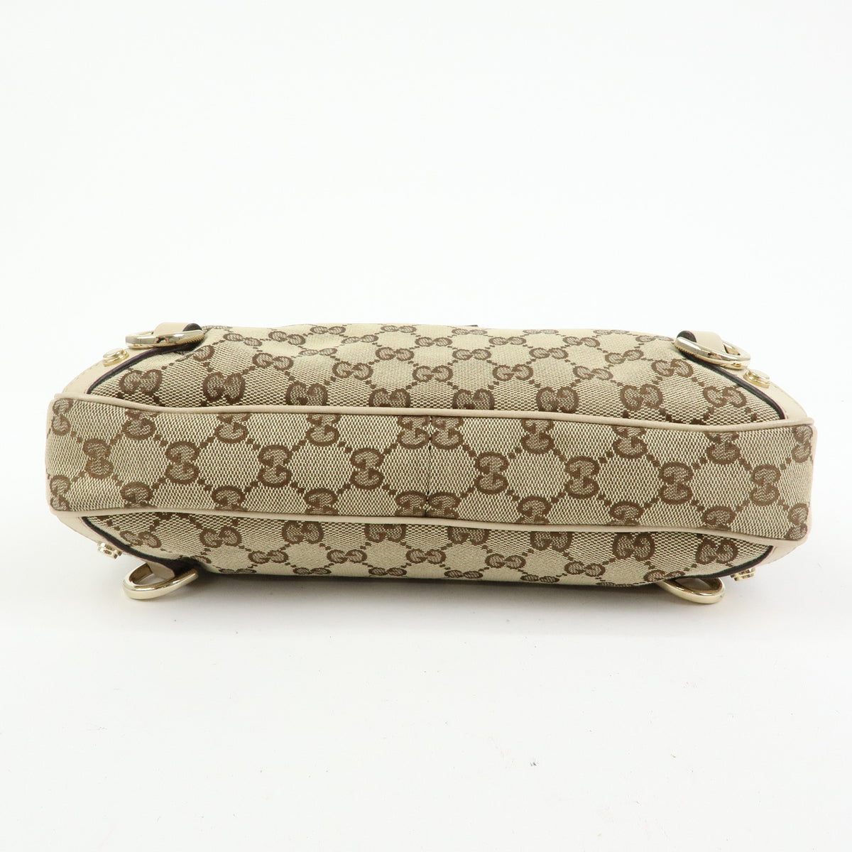 GUCCI Abbey GG Canvas Leather Shoulder Bag Beige Brown Ivory 130738