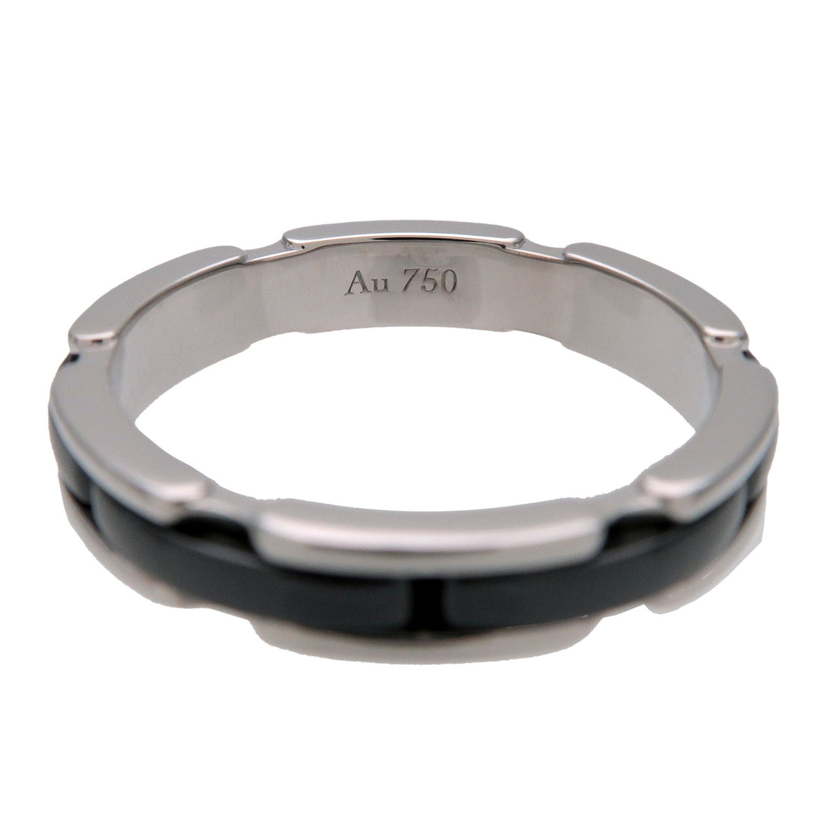 CHANEL Ultra Small Ring K18 750WG Black Ceramic #60 US9 J3092