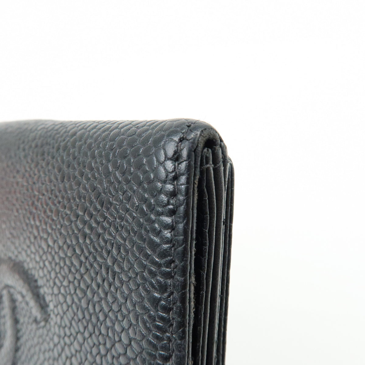 CHANEL COCO Mark Caviarskin Compact Wallet Black A13496