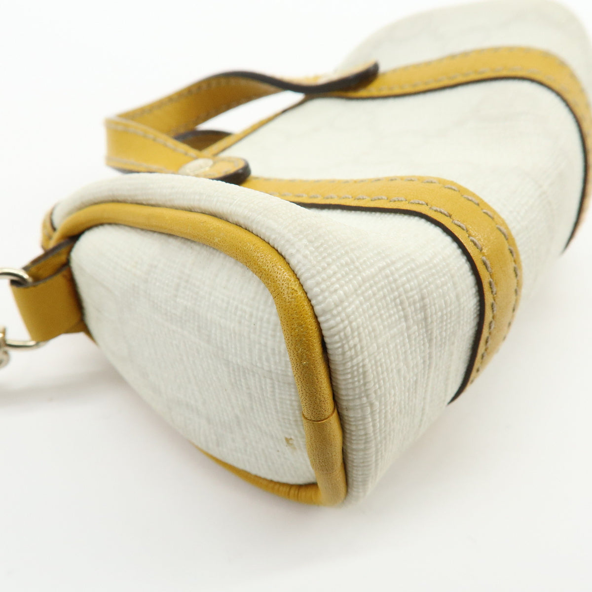 GUCCI GG Supreme Leather Mini Boston Bag Charm White Yellow 198338