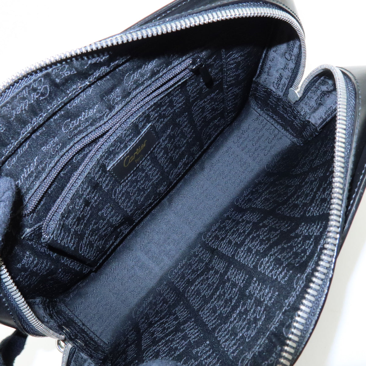 Cartier Pasha Leather Clutch Bag Wristlet Bag Pouch Black