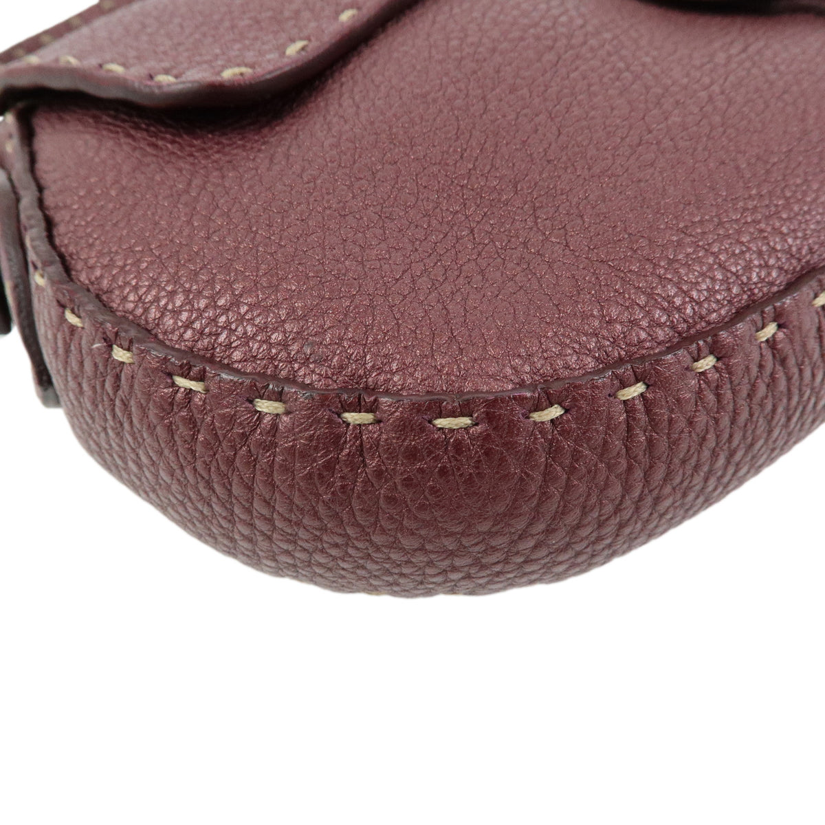 FENDI Selleria Leather Shoulder Bag Hand Bag Purple 8BR407