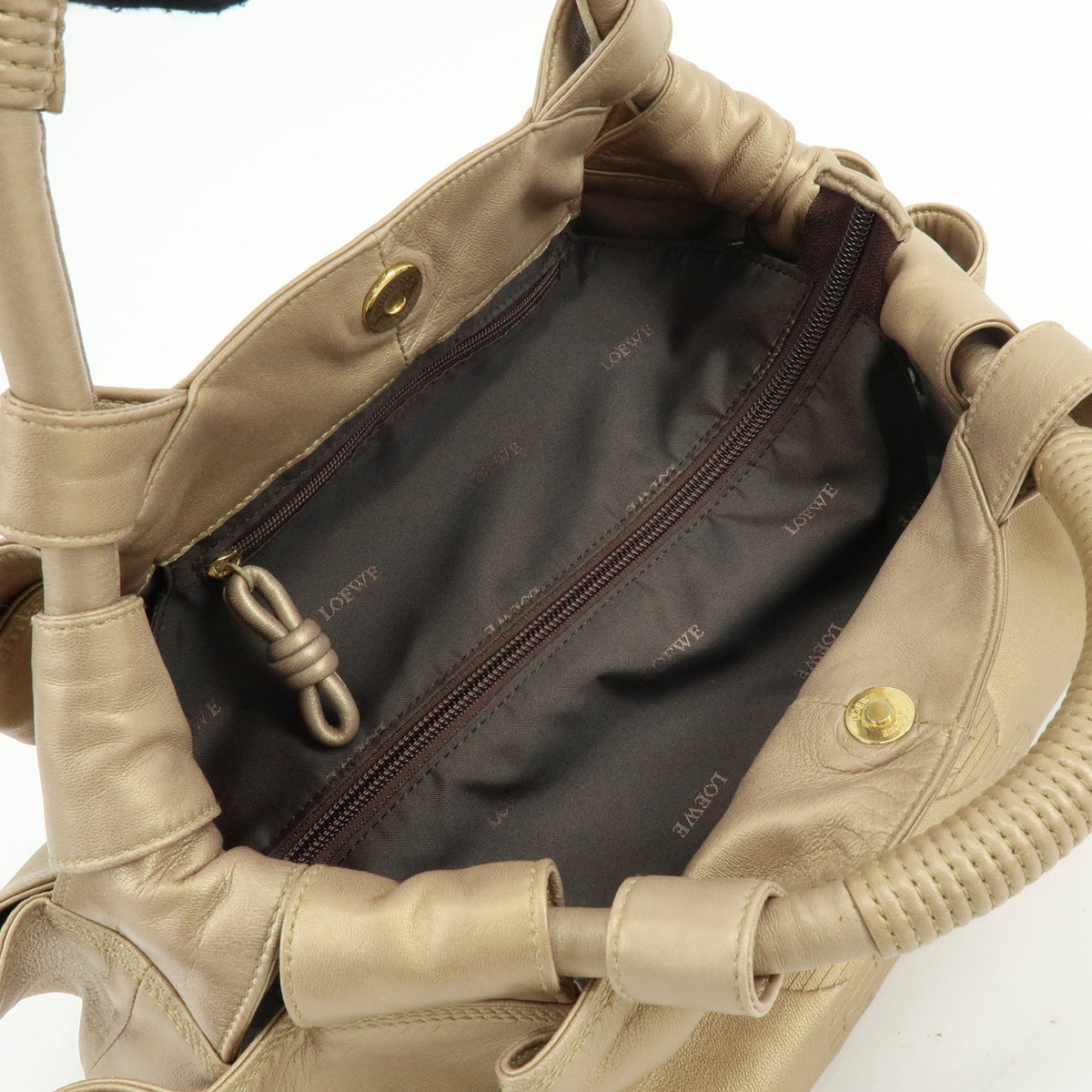 LOEWE Anagram Nappa Aire Leather Hand Bag Tote Bag Gold