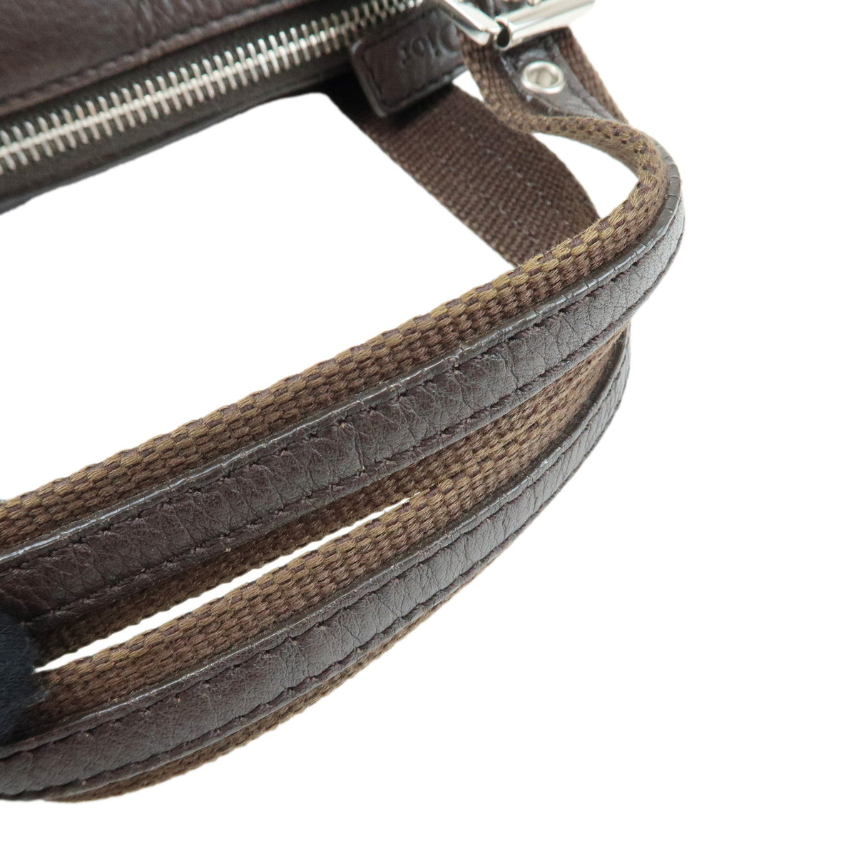 Christian Dior Trotter Jacquard Canvas Hand Bag Mini Boston Bag Brown