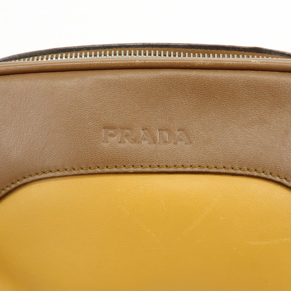 PRADA Logo Sport Leather Shoulder Bag Hand Bag Yellow Brown