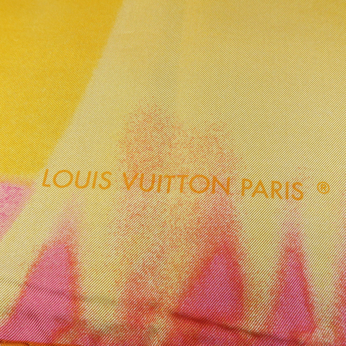 Louis Vuitton LV Logo Silk 100% Scarf Gradation Orange Fuchsia Mustard