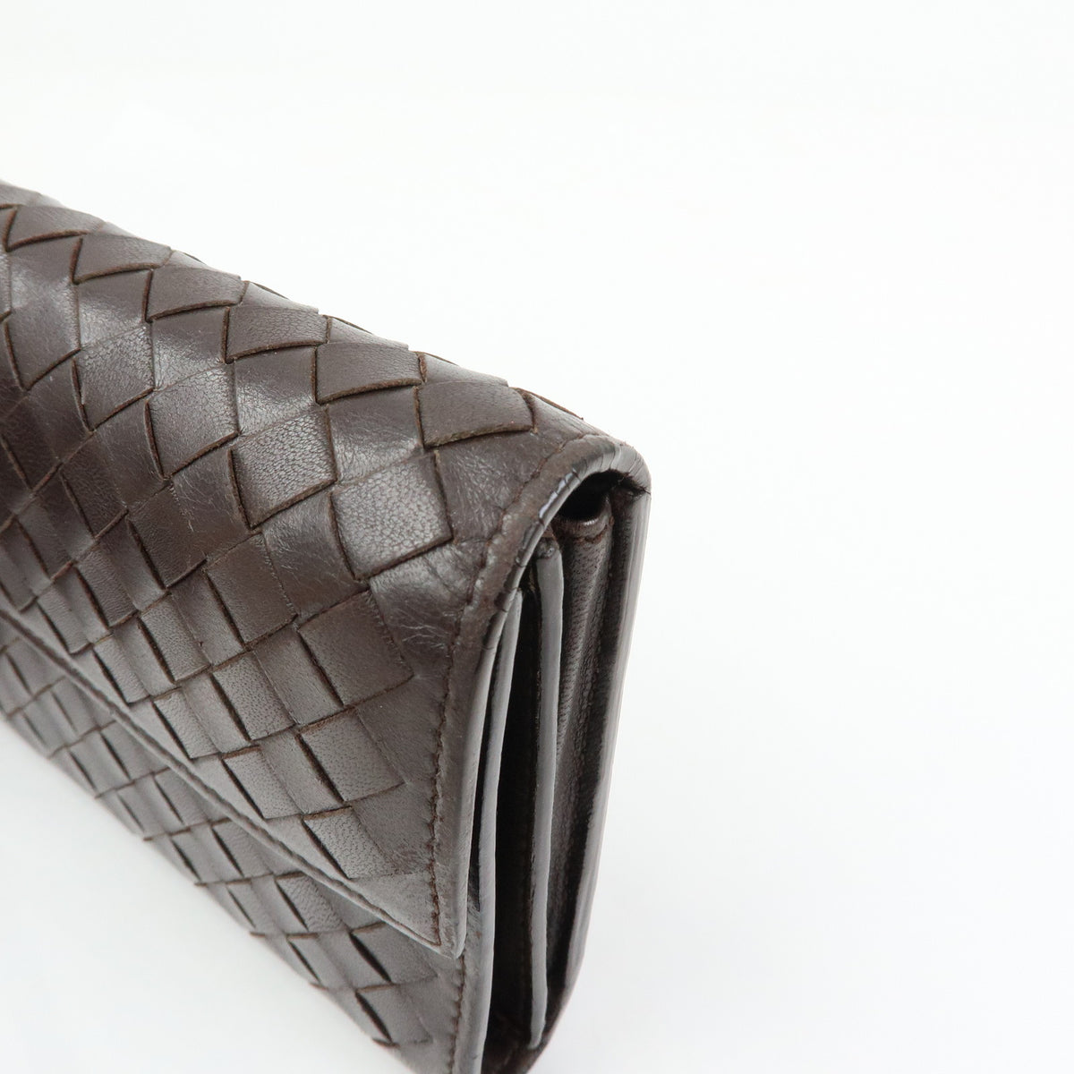 BOTTEGA VENETA Intrecciato Leather Bi-fold Long Wallet Brown 150509